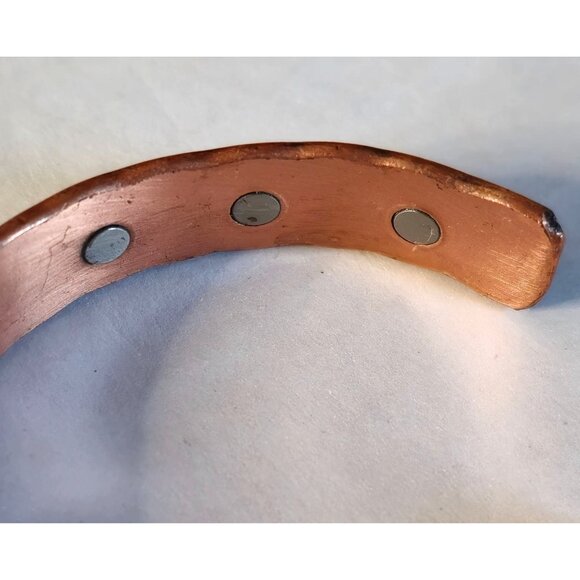 Unisex Hammered Copper Magnetic Cuff Bracelet Natural Healing Arthritis 7" - Picture 3 of 5